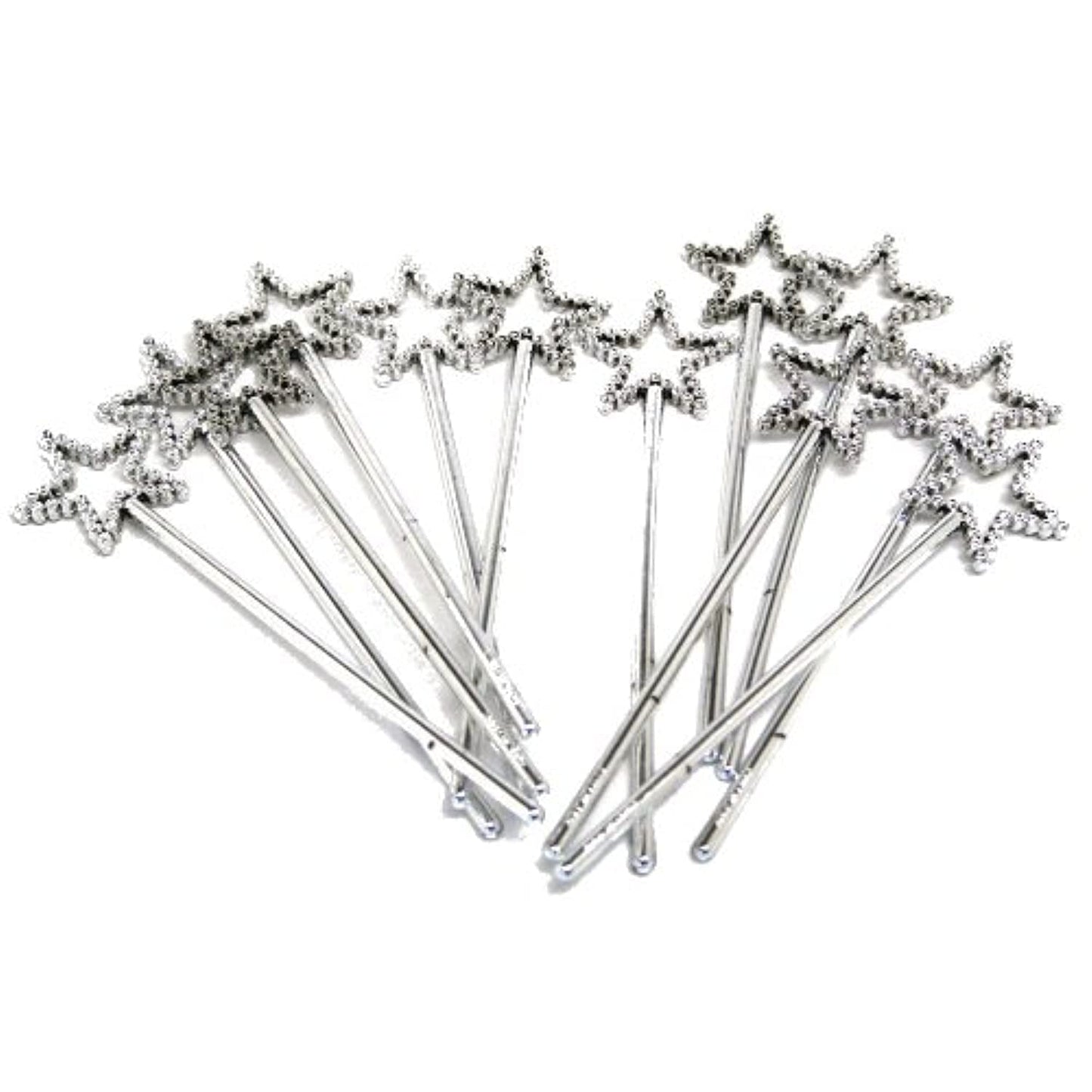 Rhode Island Novelty Mini Sequin Star Wands – Silver (Pack of 12)