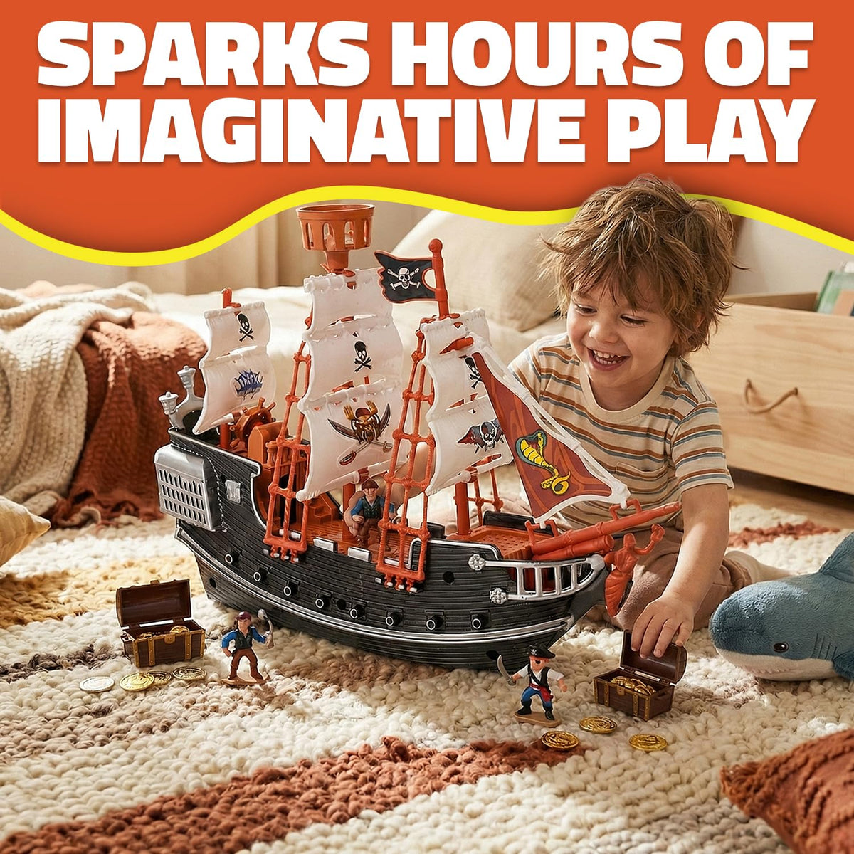 Rhode Island Novelty 10-Inch Pirate Boat – One Per Order | Adventure Toy for Kids