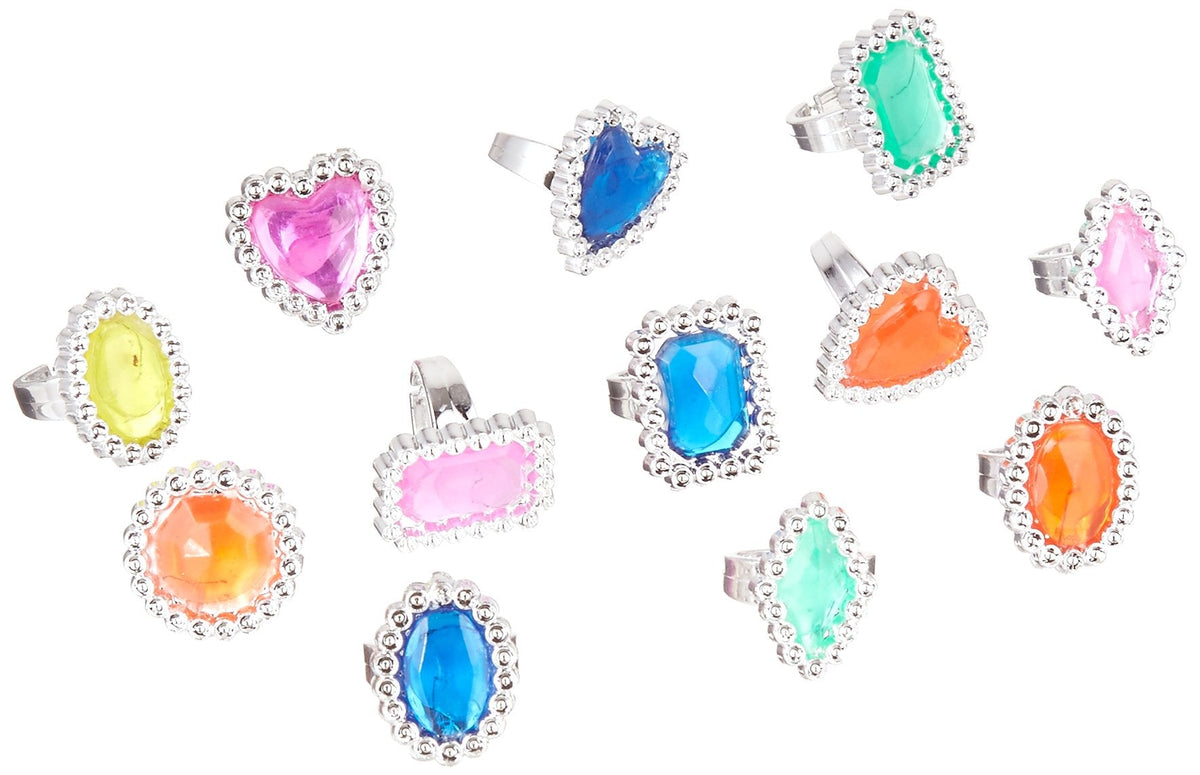 Rhode Island Novelty Plastic Jewel Rings – 24 Count Assortment for Dress-Up & Parties