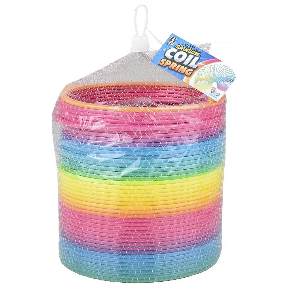 Rhode Island Novelty 7-Inch Rainbow Jumbo Coil Spring – Rainbow Toy for Kids & Office Fun