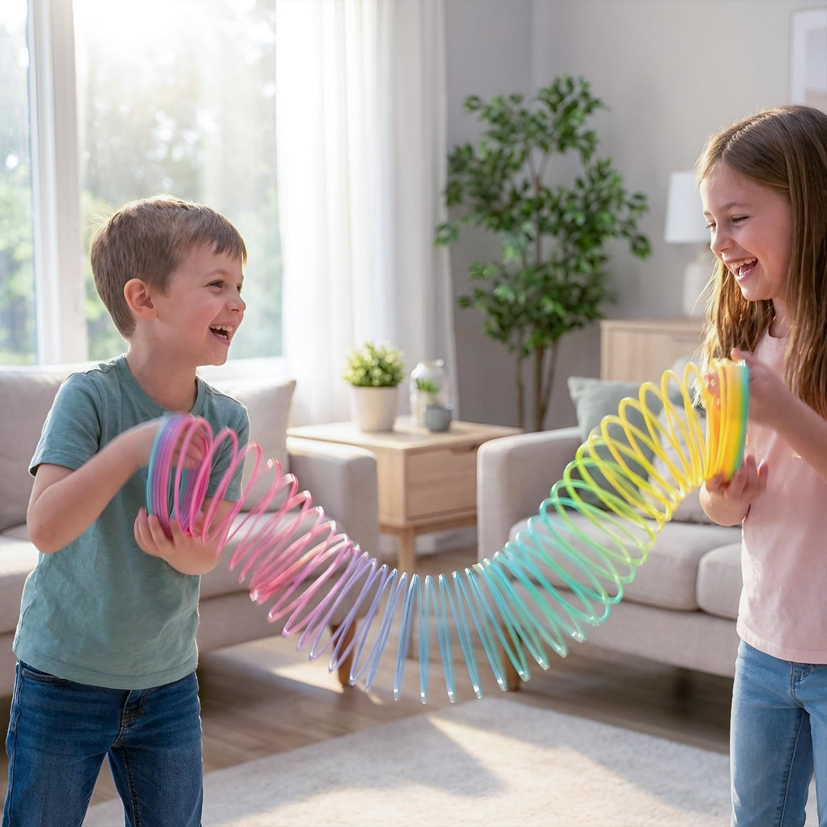 Rhode Island Novelty 7-Inch Rainbow Jumbo Coil Spring – Rainbow Toy for Kids & Office Fun