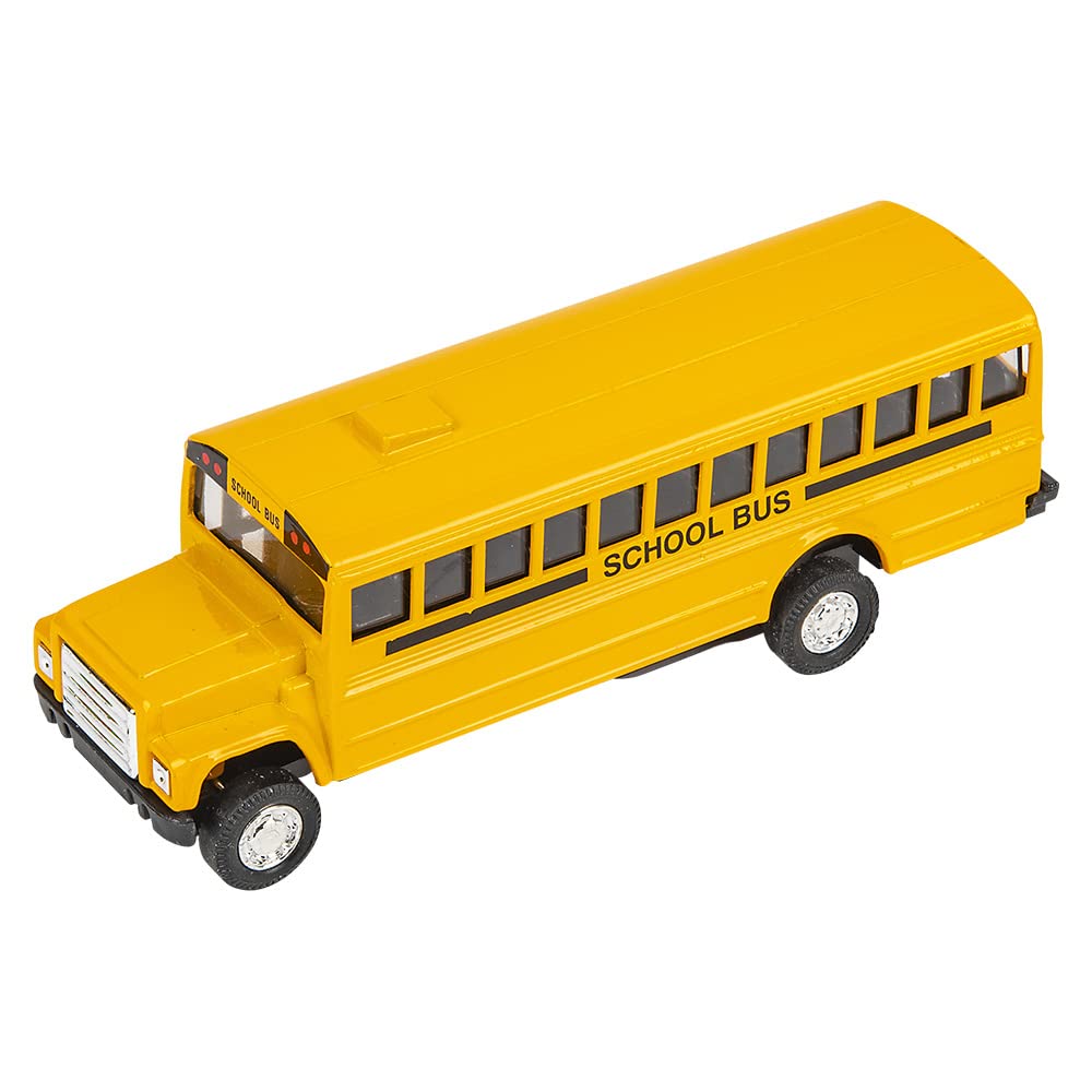 Rhode Island Novelty 5-Inch Die Cast School Bus with Pull-Back Action - 1 Per Order