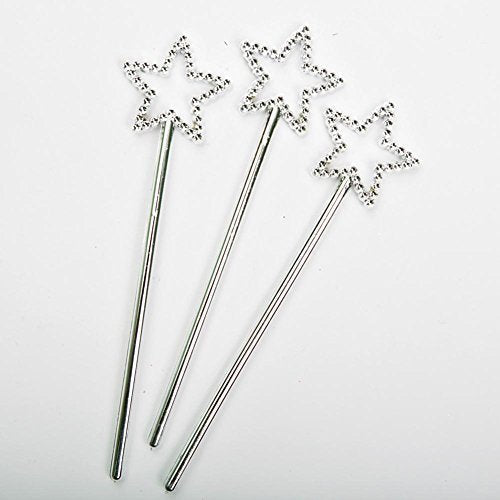 Rhode Island Novelty Mini Sequin Star Wands – Silver (Pack of 12)