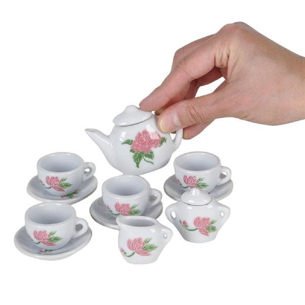Rhode Island Novelty 13-Piece Ceramic Tea Set for Kids – Party-Ready Play (Ages 5+)
