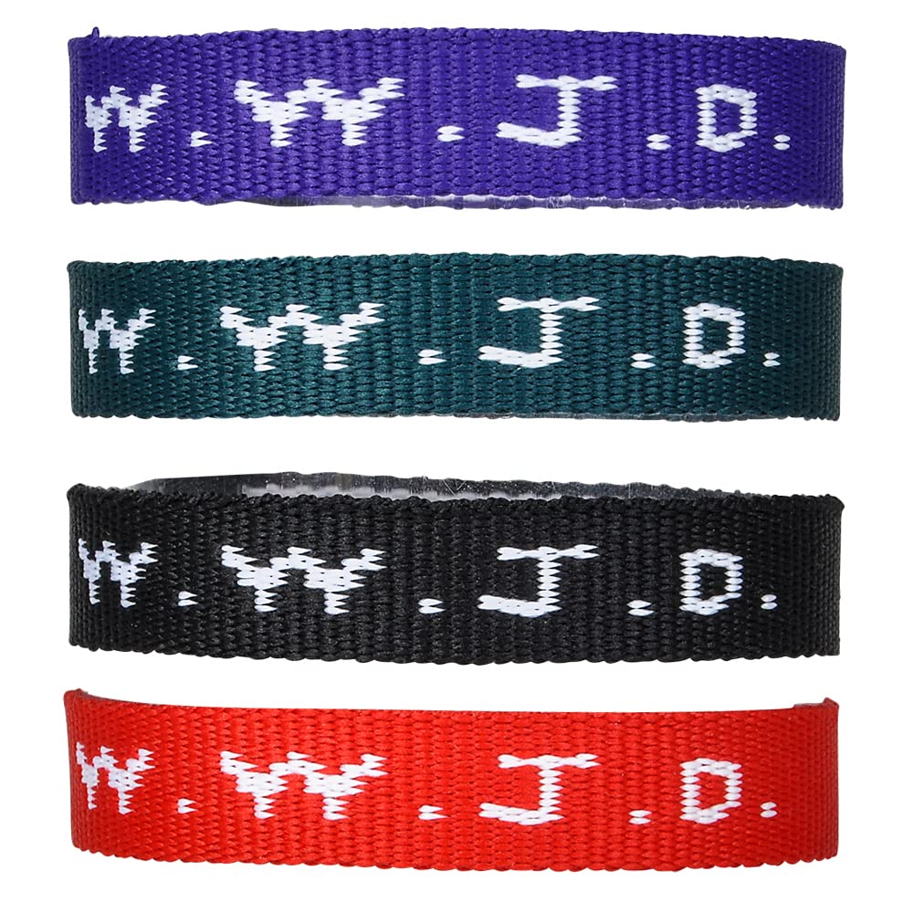 Rhode Island Novelty W.W.J.D. Webbing Bracelets – 12-Pack Adjustable Colorful Wristbands