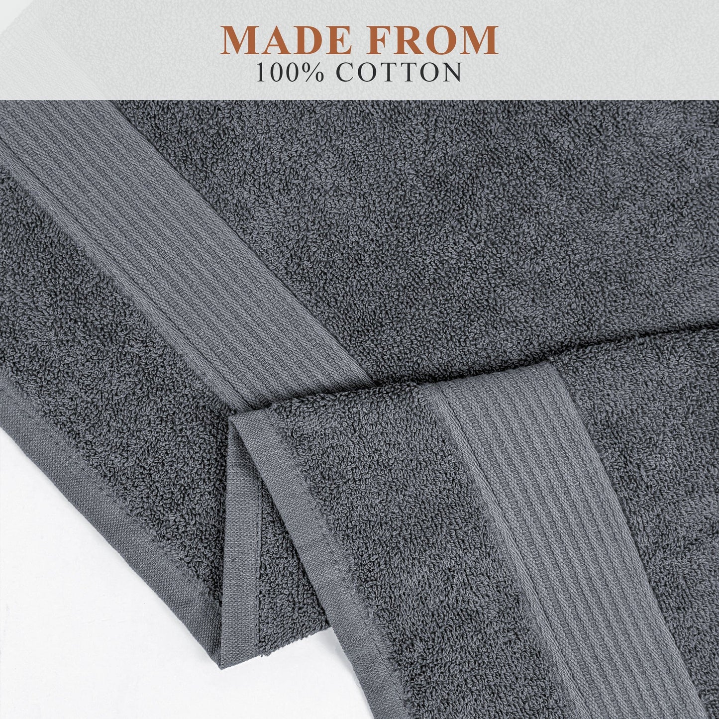 Rhodes Towel Grey 100% Cotton Hotel Quality Soft Super Absorbent Hand Bath Towels, Sheets & Face Cloths by OLIVIA ROCCO