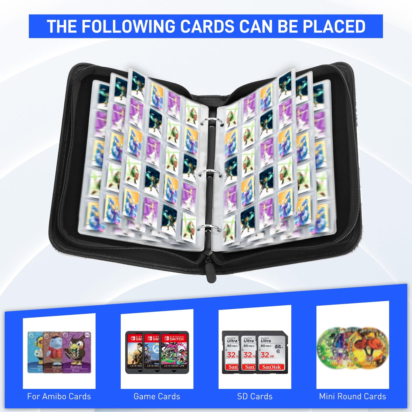RHOTALL 300-Pocket Cards Binder for Zelda Tears of the Kingdom & Amiibo Cards