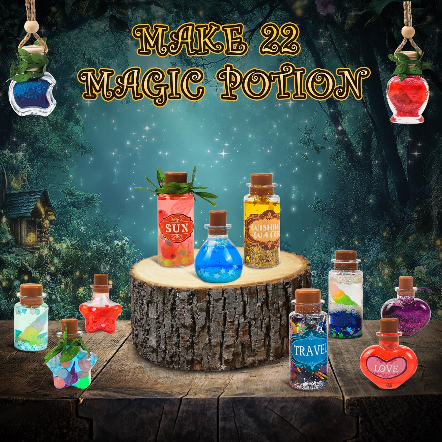 Rhybor Magic Potion Kit for Kids – 22 Enchanting Potions, Glow-in-the-Dark Craft Kit for Ages 6-10