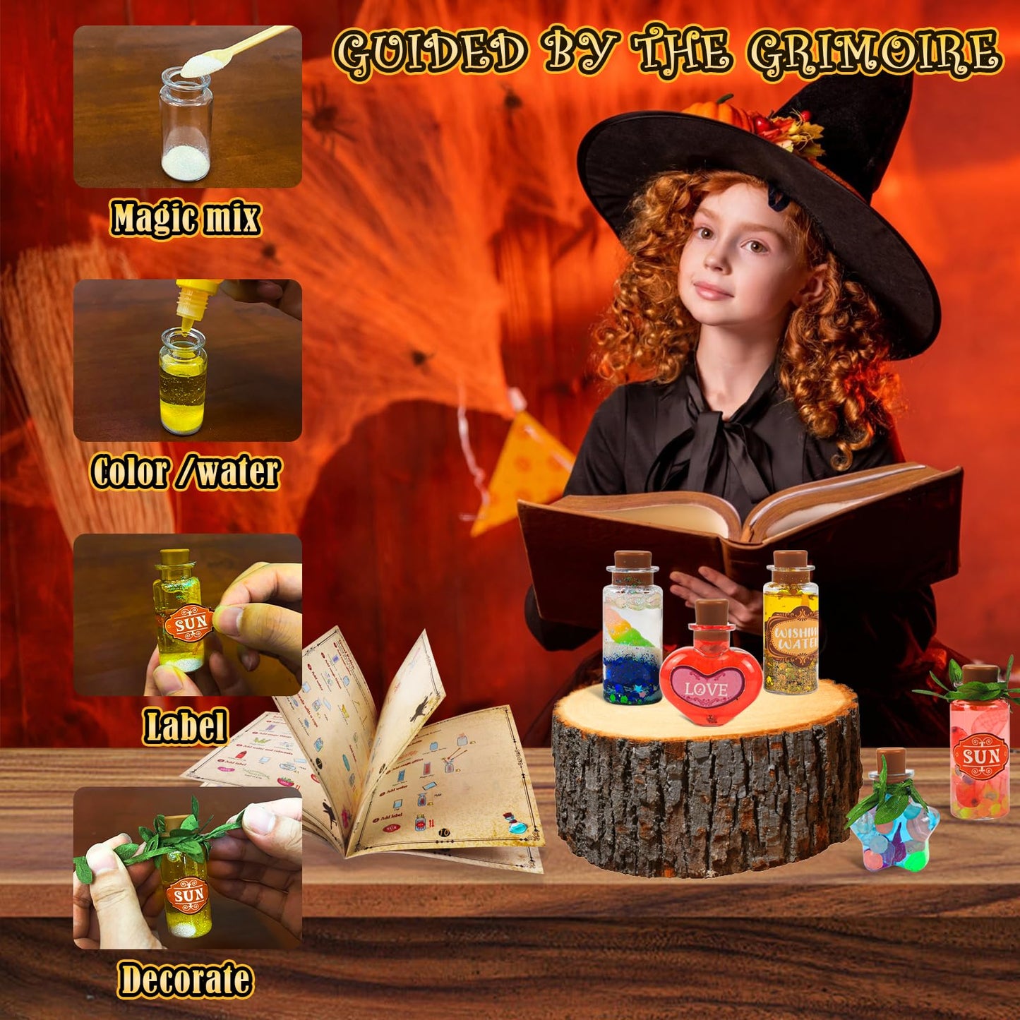 Rhybor Magic Potion Kit for Kids – 22 Enchanting Potions, Glow-in-the-Dark Craft Kit for Ages 6-10