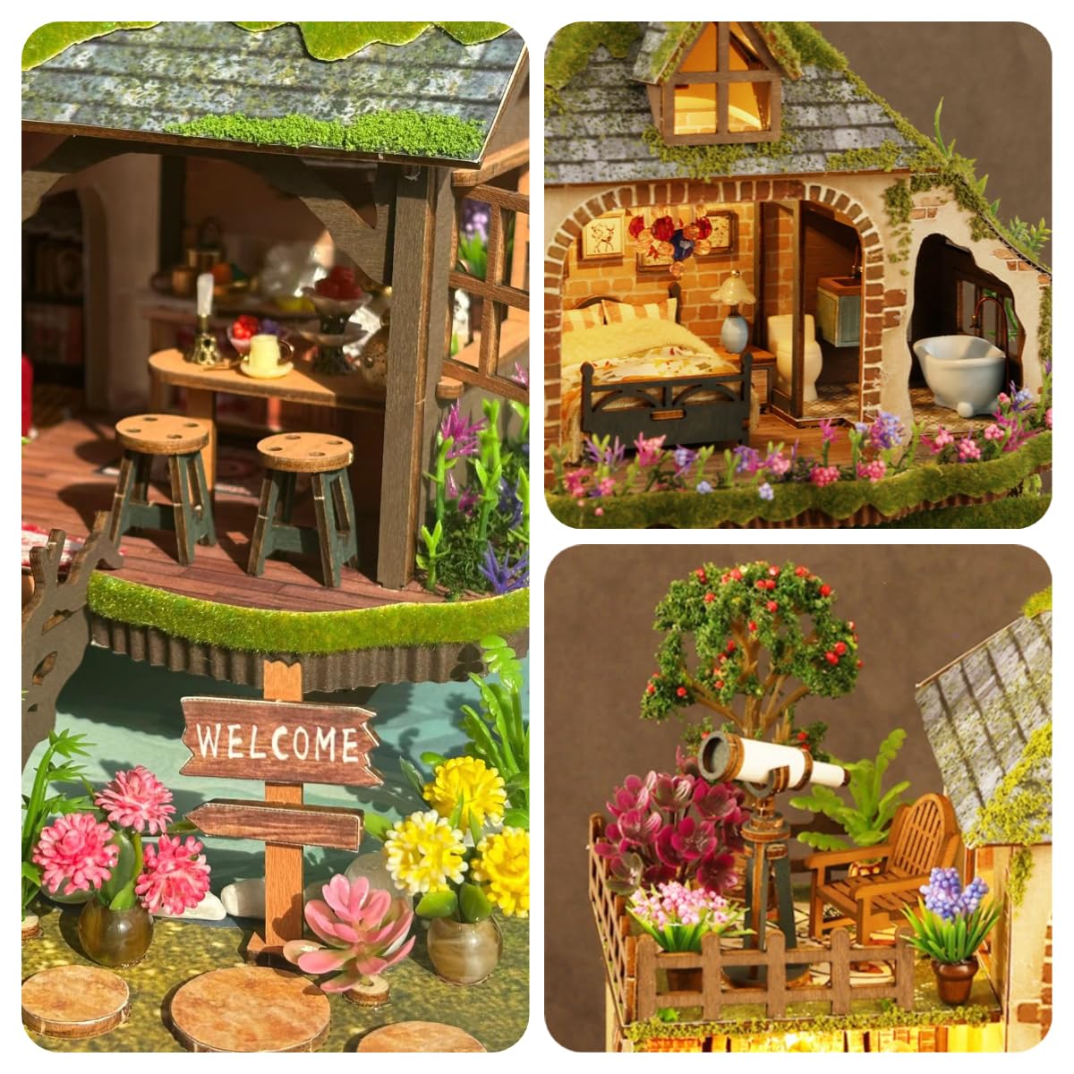 RHZN Miniature House Kit – DIY Dollhouse for Adults, Forest Adventure