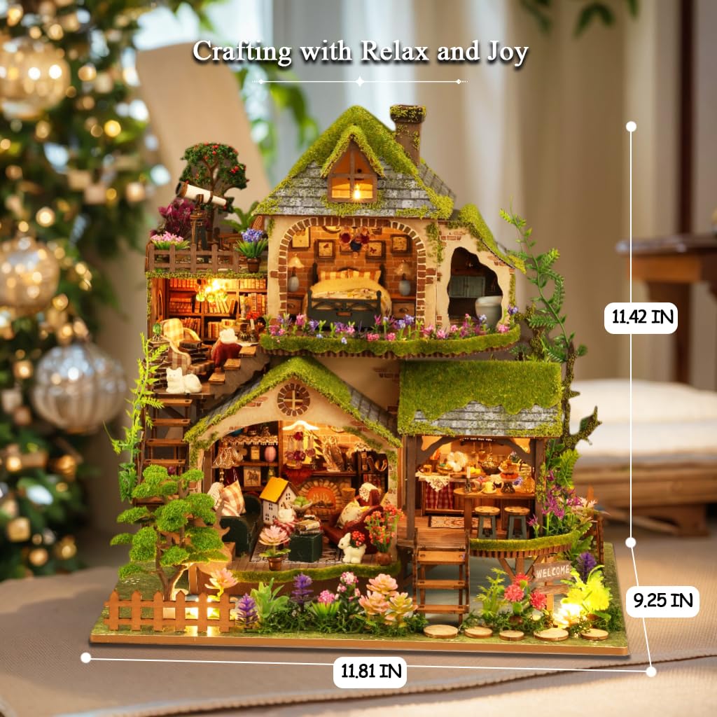 RHZN Miniature House Kit – DIY Dollhouse for Adults, Forest Adventure