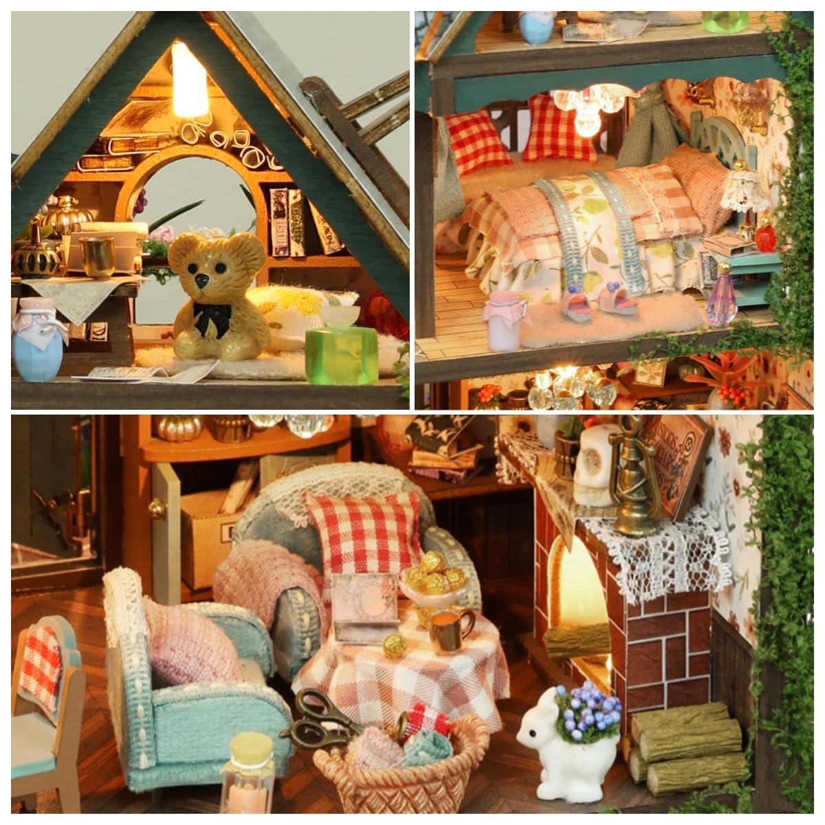 RHZN Miniature House Kit – DIY Dollhouse for Adults with LED Lighting