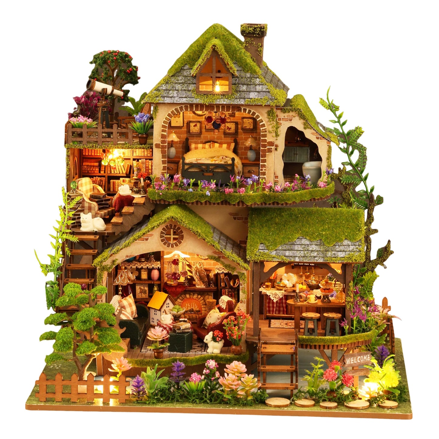 RHZN Miniature House Kit – DIY Dollhouse for Adults, Forest Adventure