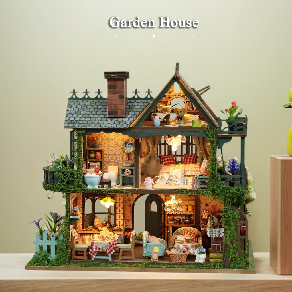 RHZN Miniature House Kit – DIY Dollhouse for Adults with LED Lighting
