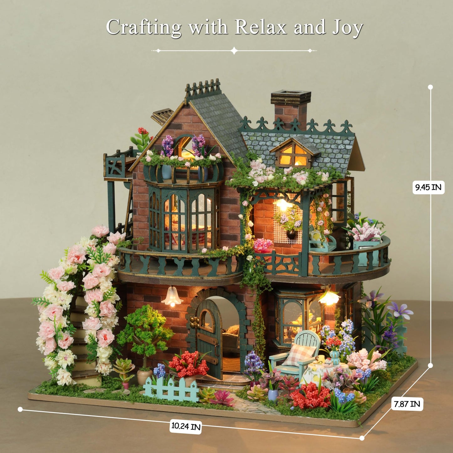 RHZN Miniature House Kit – DIY Dollhouse for Adults with LED Lighting