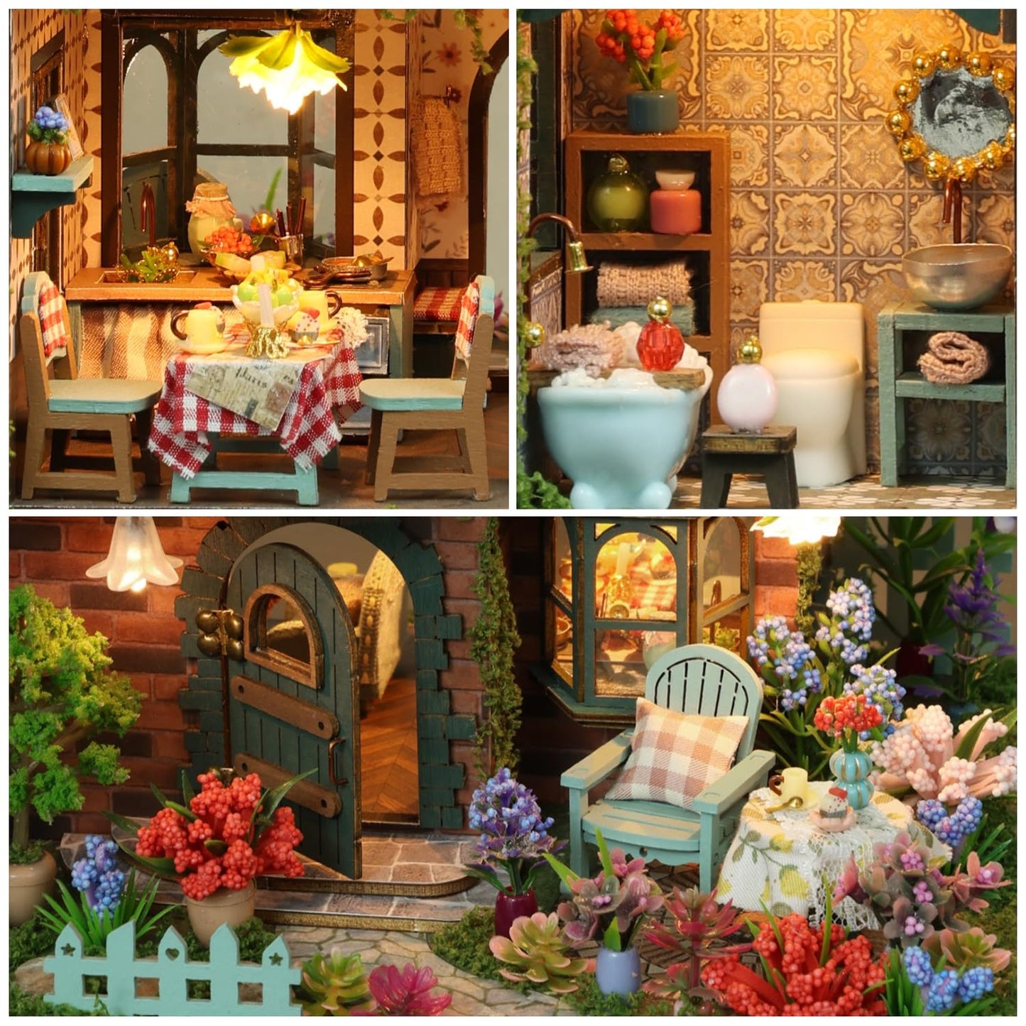 RHZN Miniature House Kit – DIY Dollhouse for Adults with LED Lighting