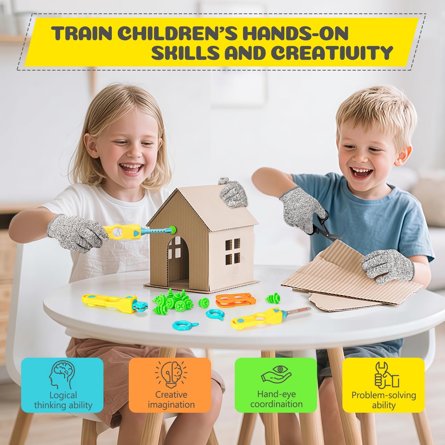 RIANEAN Cardboard Cutter Tools Kit for Kids | STEM Building Toy 5–9+