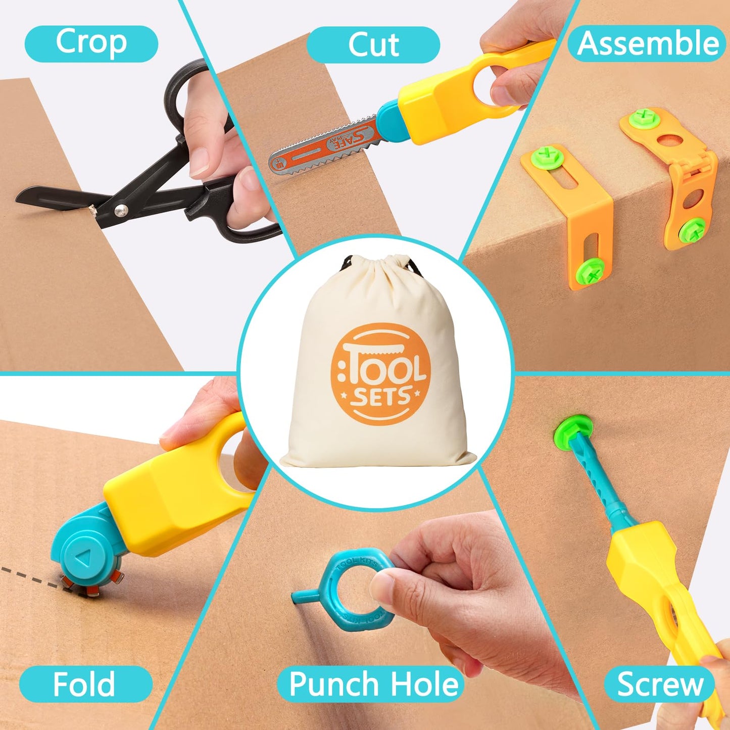 RIANEAN Cardboard Cutter Tools Kit for Kids | STEM Building Toy 5–9+