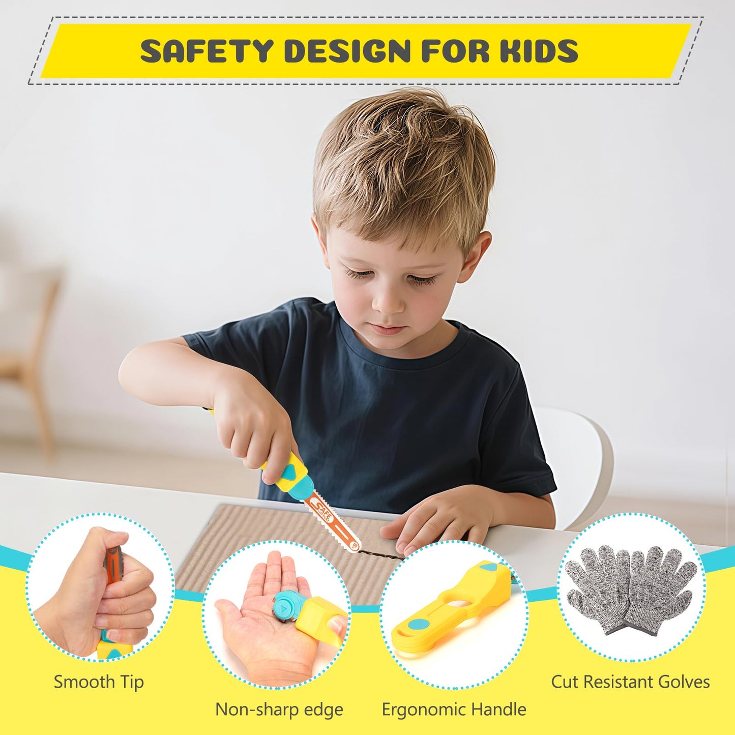 RIANEAN Cardboard Cutter Tools Kit for Kids | STEM Building Toy 5–9+