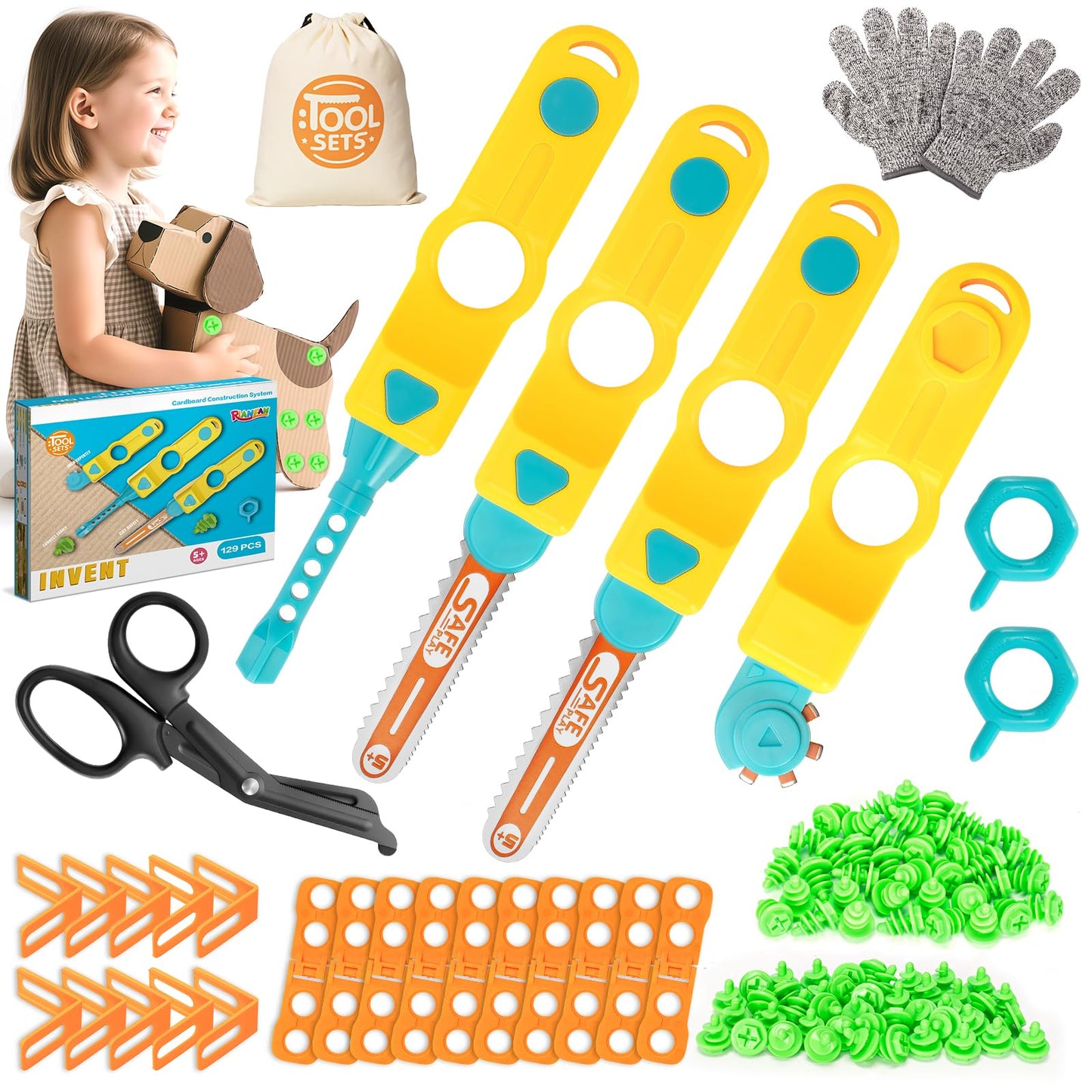 RIANEAN Cardboard Cutter Tools Kit for Kids | STEM Building Toy 5–9+