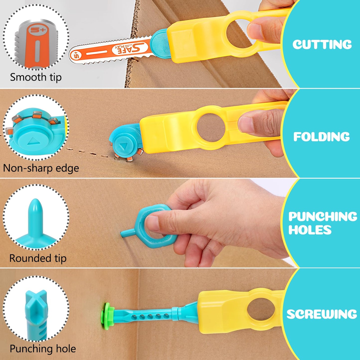 RIANEAN Cardboard Cutter Tools Kit for Kids | STEM Building Toy 5–9+