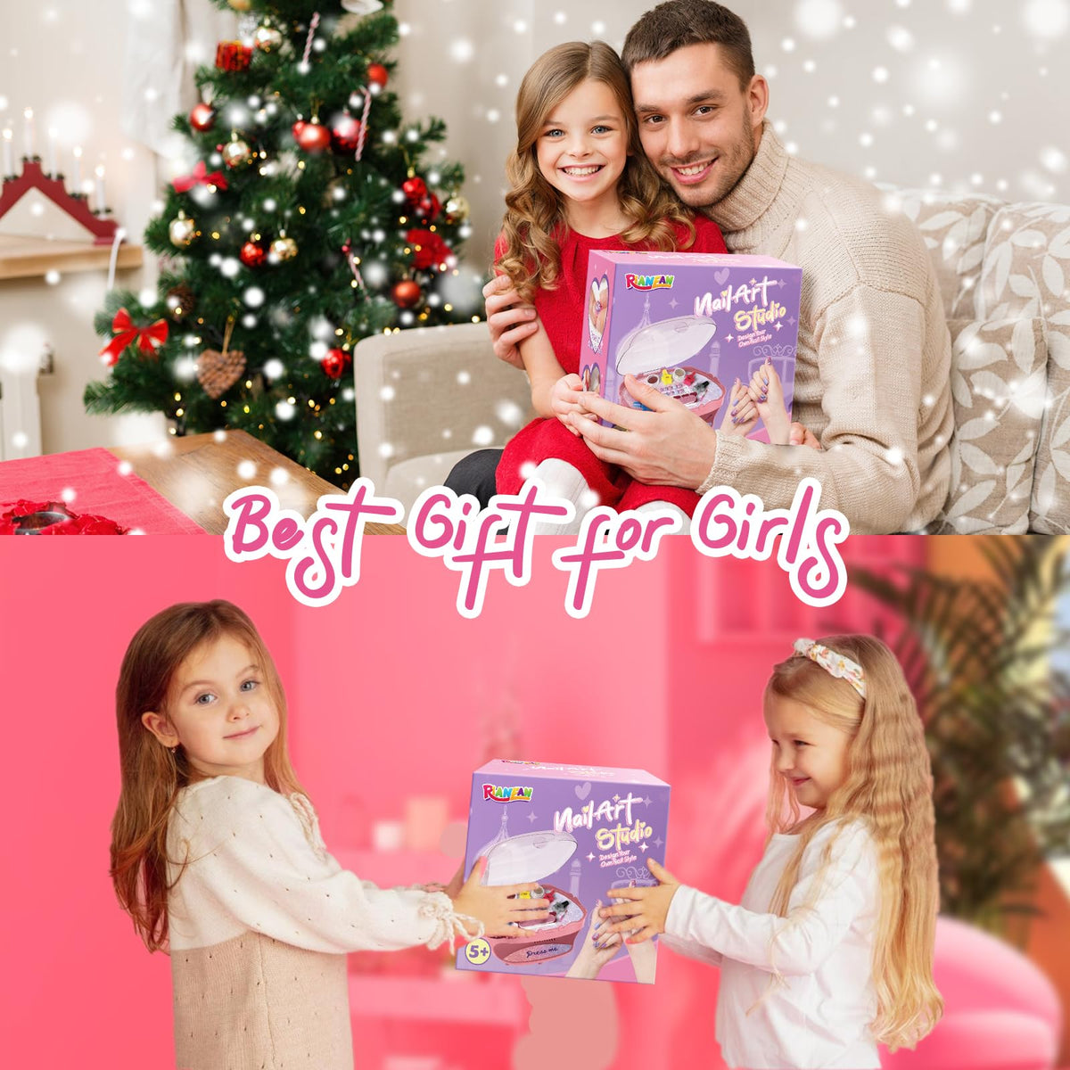 RIANEAN Girls Nail Polish Set for Ages 5-10 | Safe Peelable Polish & Dryer