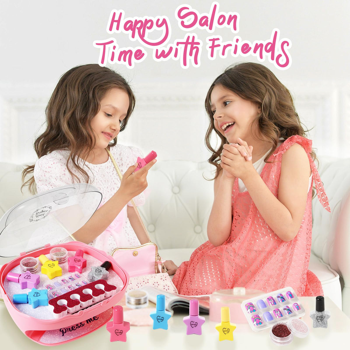 RIANEAN Girls Nail Polish Set for Ages 5-10 | Safe Peelable Polish & Dryer