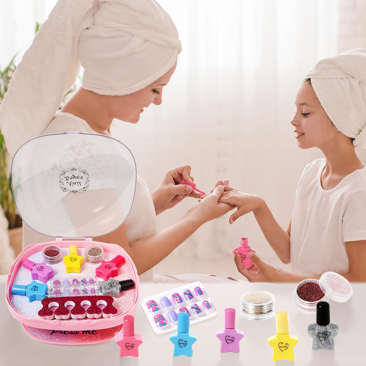 RIANEAN Girls Nail Polish Set for Ages 5-10 | Safe Peelable Polish & Dryer