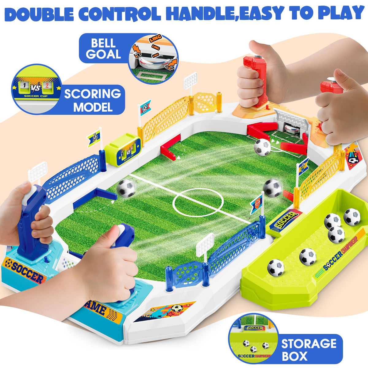 RIANEAN Mini Soccer Board Game for Kids – 2-in-1 Table Soccer & Slingshot Puck