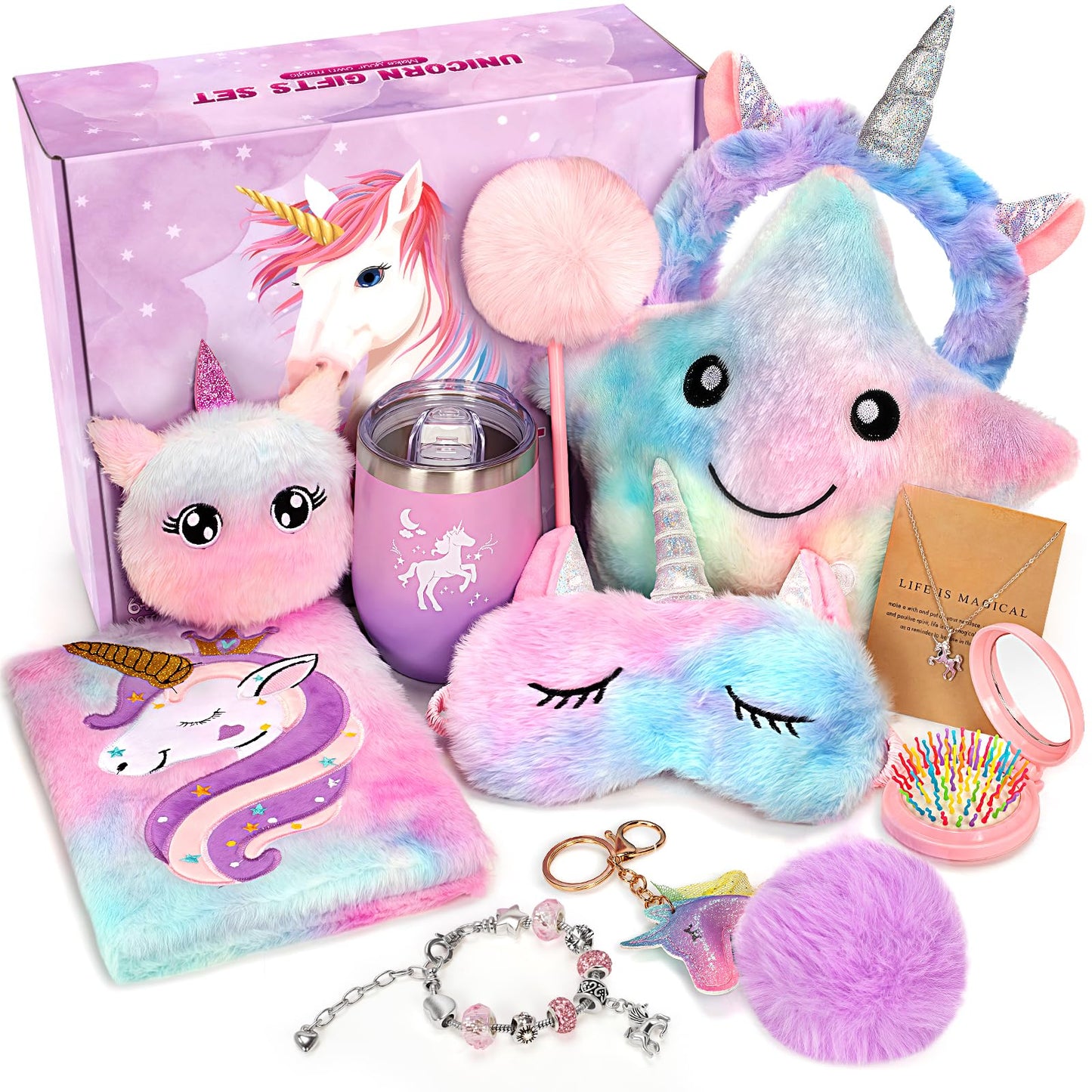 RIANEAN Unicorn Gifts for Girls: Light-Up Plush, Diary & Water Bottle