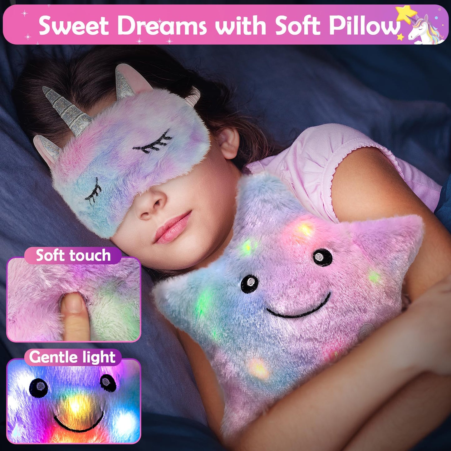 RIANEAN Unicorn Gifts for Girls: Light-Up Plush, Diary & Water Bottle