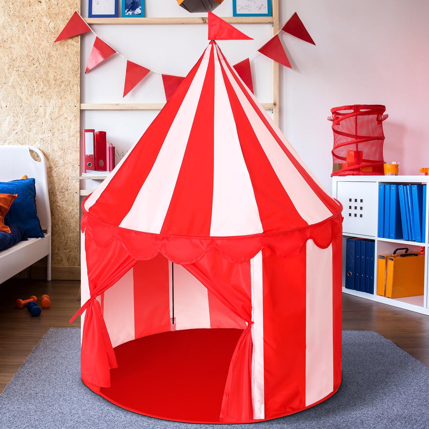 Ribbonlic Circus Tent Red Floor Play Tent – Large Indoor/Outdoor Playhouse