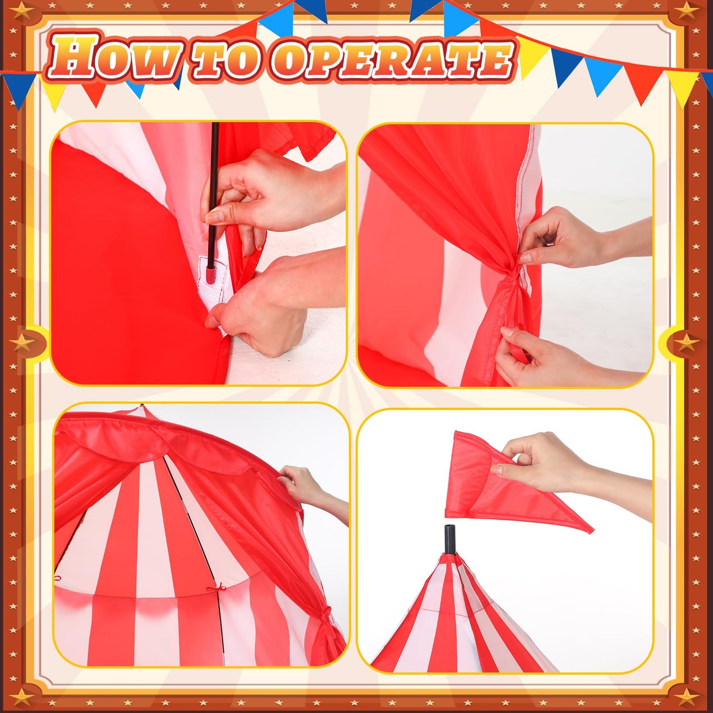 Ribbonlic Circus Tent Red Floor Play Tent – Large Indoor/Outdoor Playhouse