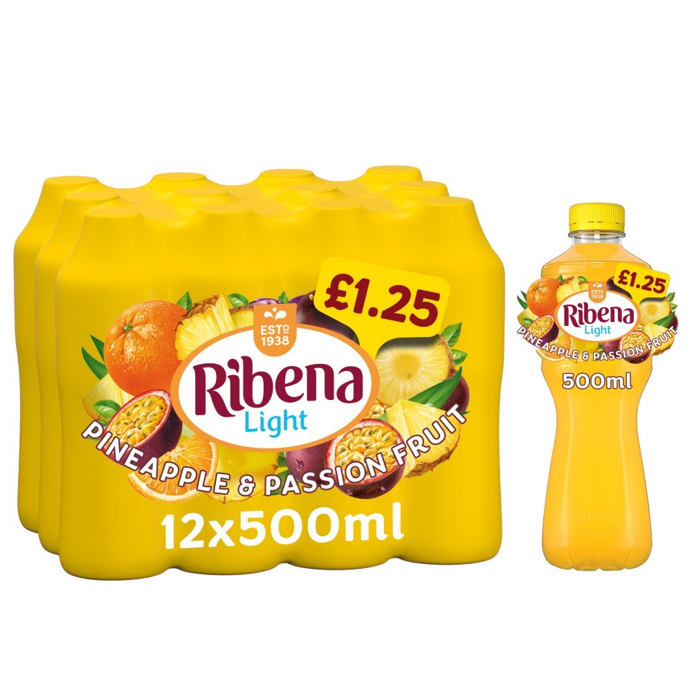 Ribena Pineapple & Passion Fruit Juice Drink No Added Sugar 500ml (Case of 12)