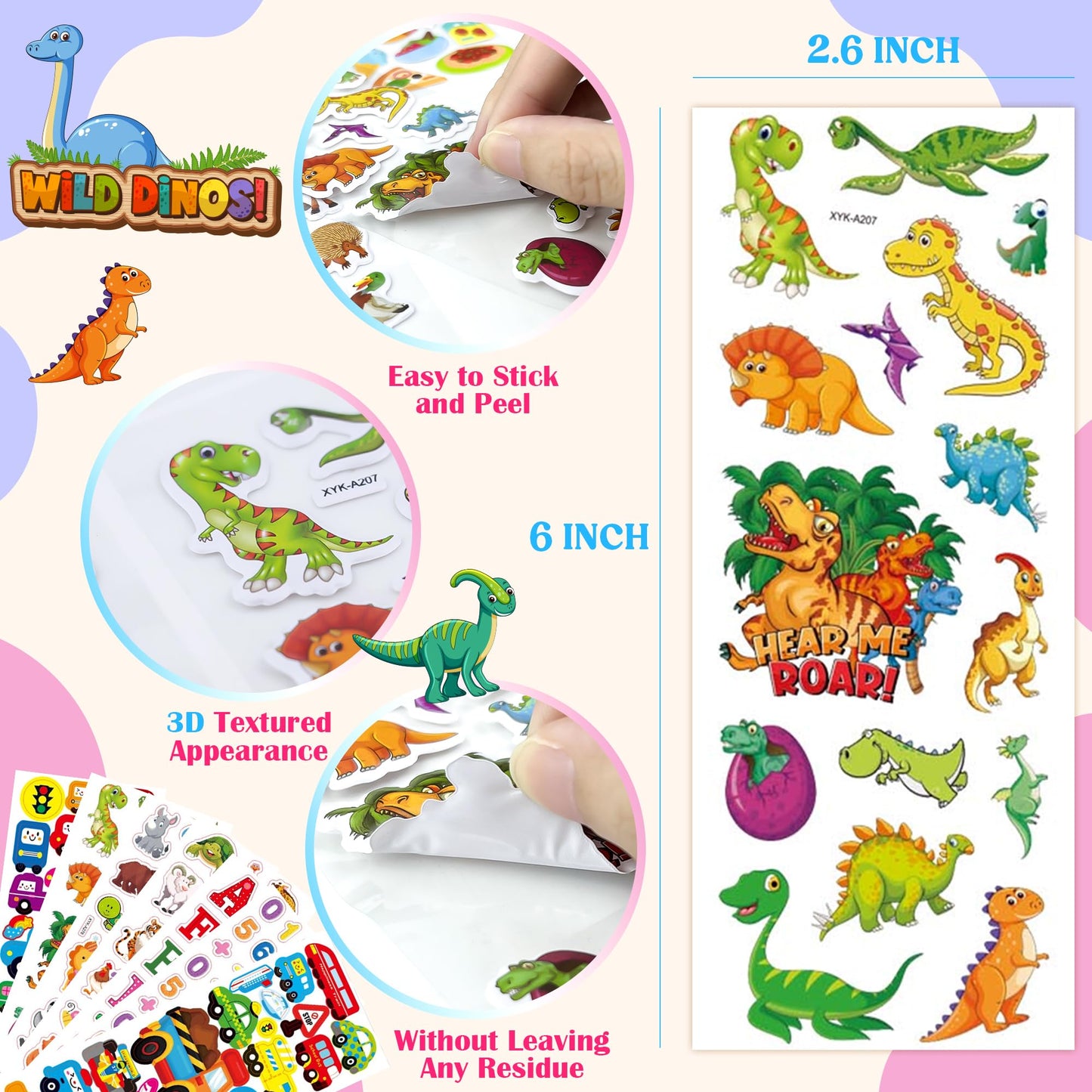 Riccioofy Puffy Stickers – 500+ 3D Kids Stickers Pack for 2–4 Year Olds | Christmas Crafts & Classroom Fun