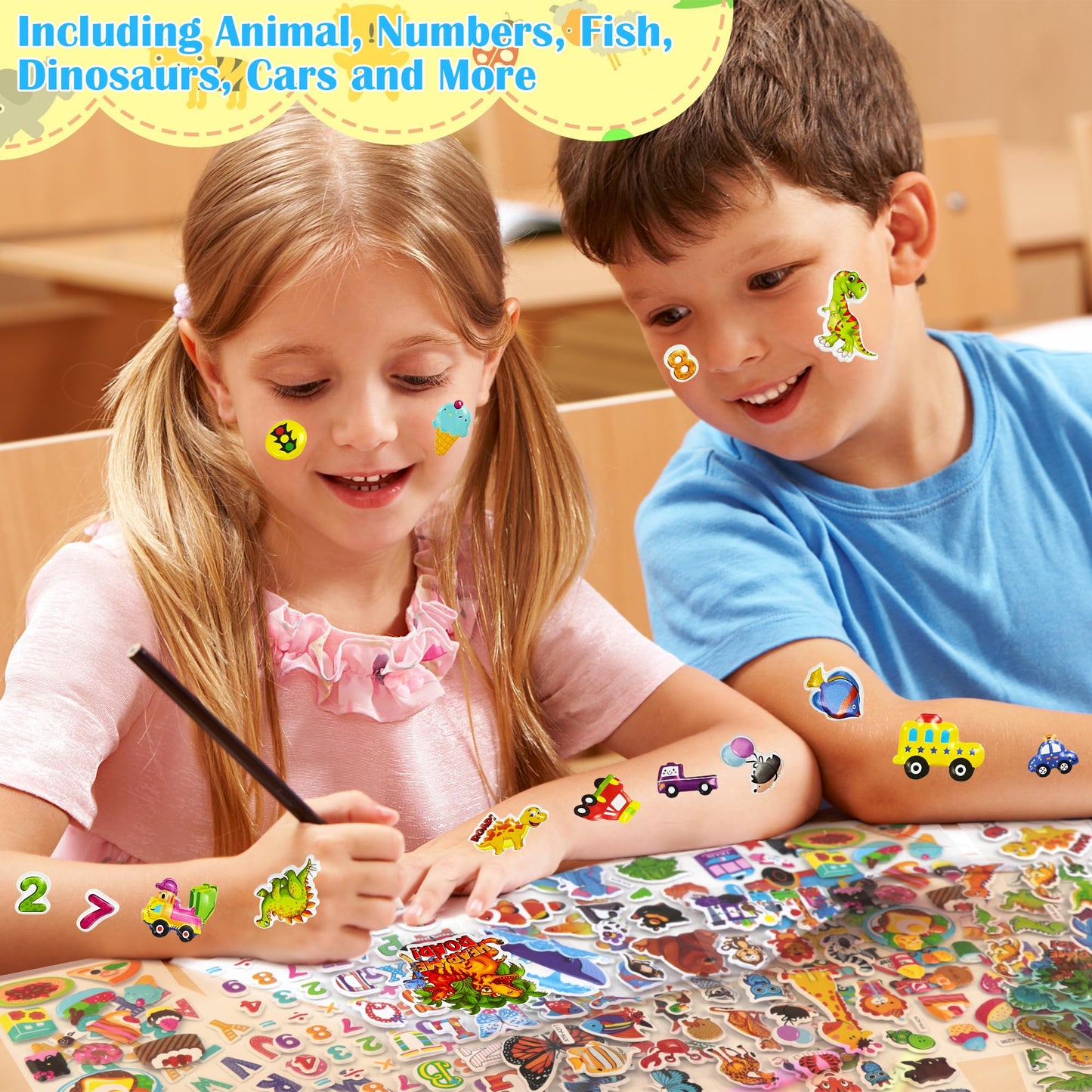 Riccioofy Puffy Stickers – 500+ 3D Kids Stickers Pack for 2–4 Year Olds | Christmas Crafts & Classroom Fun