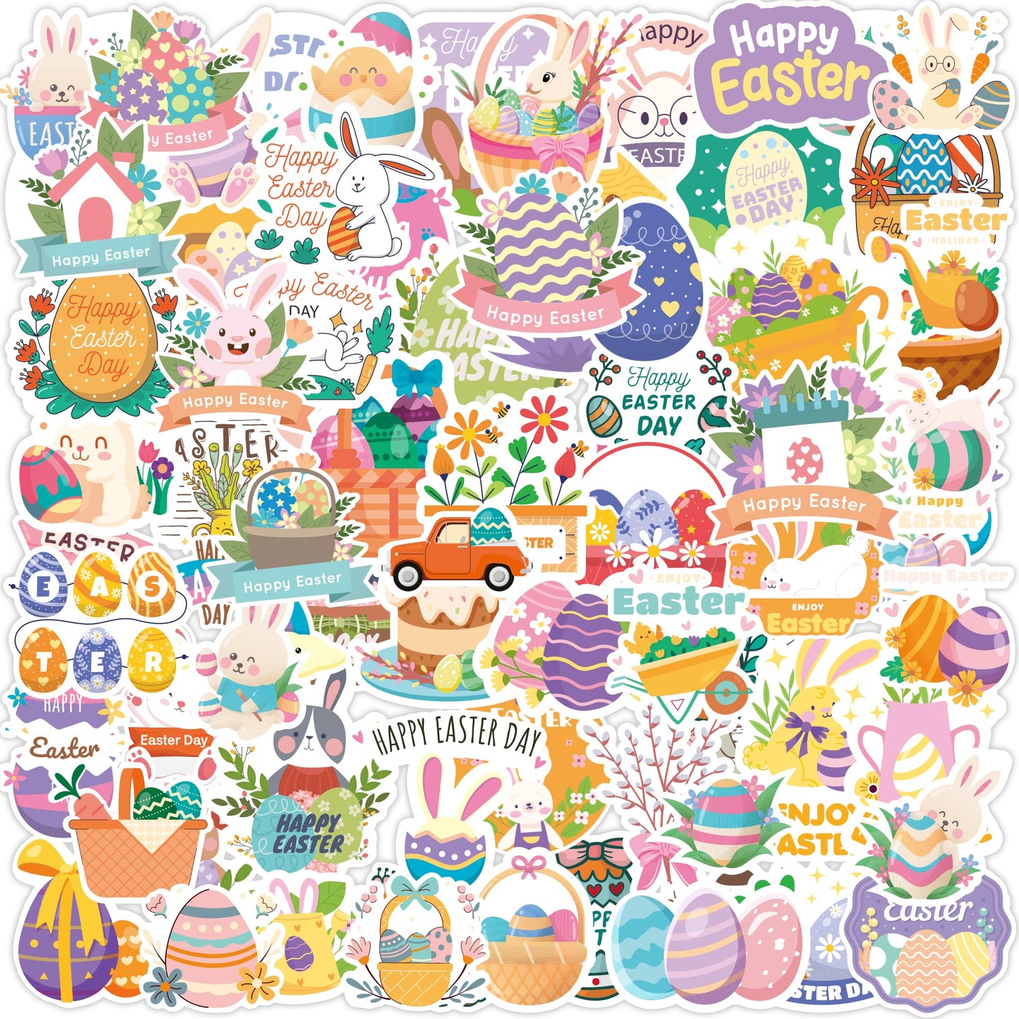 Riccioofy Easter Sticker Pack – 100+ Bunny Vinyl Stickers for Kids’ Crafts & Basket Filler