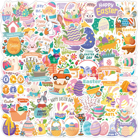 Riccioofy Easter Sticker Pack – 100+ Bunny Vinyl Stickers for Kids’ Crafts & Basket Filler