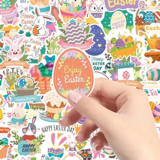 Riccioofy Easter Sticker Pack – 100+ Bunny Vinyl Stickers for Kids’ Crafts & Basket Filler
