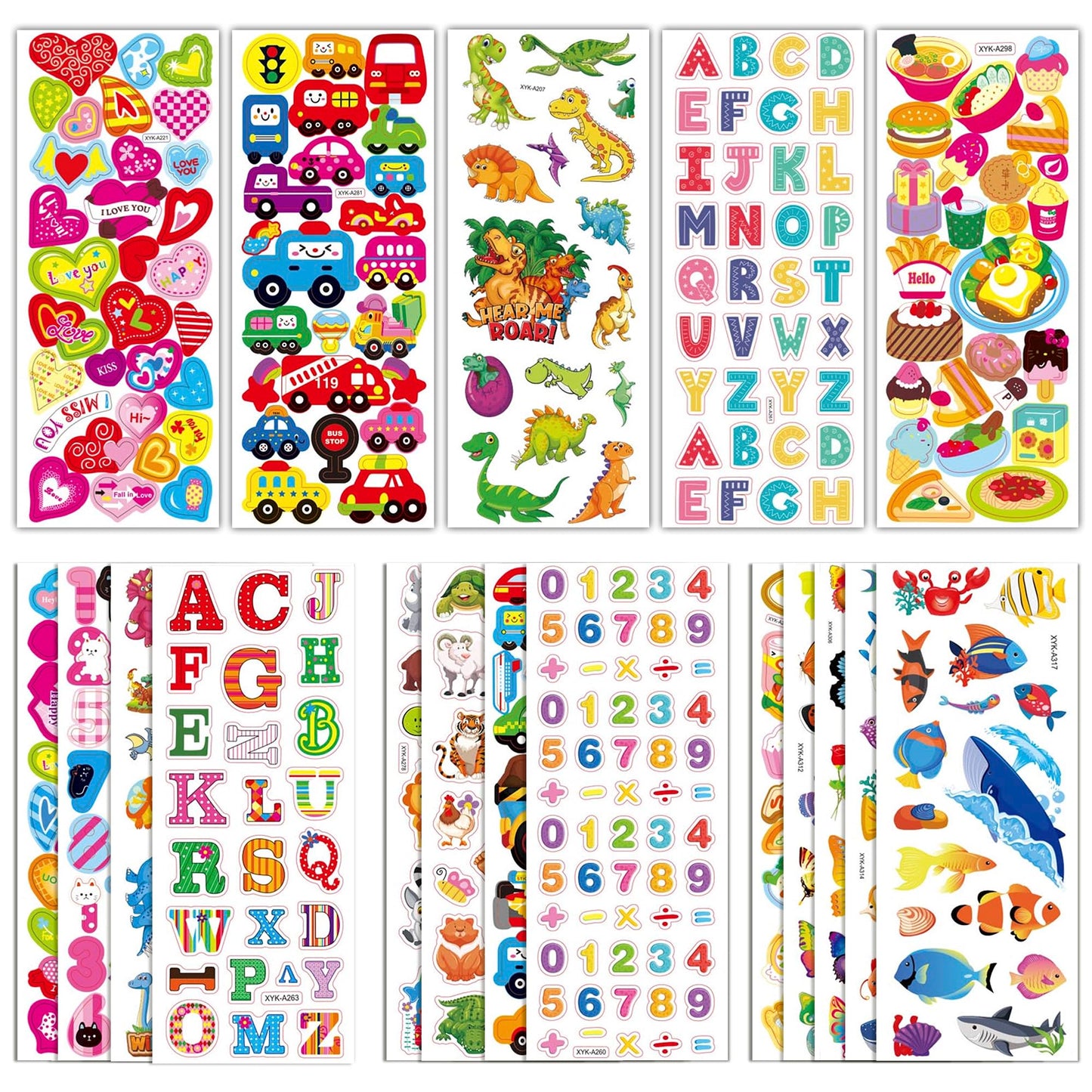 Riccioofy Puffy Stickers – 500+ 3D Kids Stickers Pack for 2–4 Year Olds | Christmas Crafts & Classroom Fun