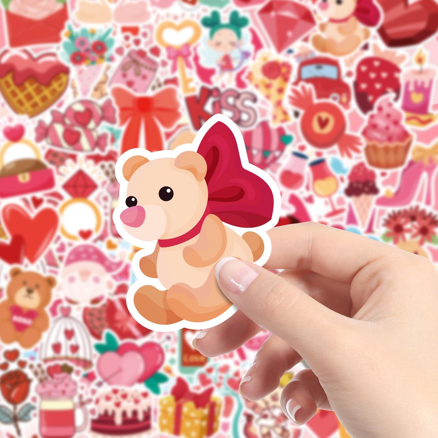 Riccioofy Valentines Stickers – 100 Pcs for Kids, Classroom Gifts, Heart Designs