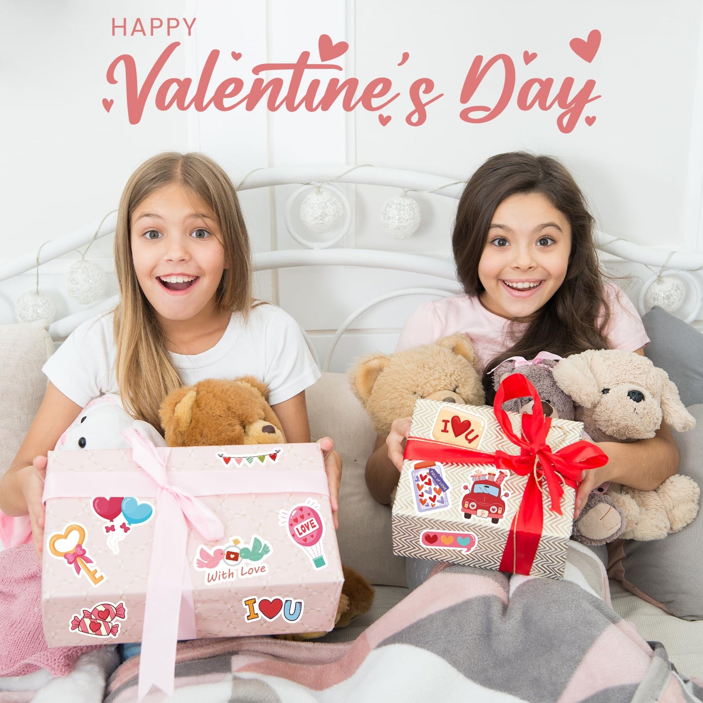 Riccioofy Valentines Stickers – 100 Pcs for Kids, Classroom Gifts, Heart Designs