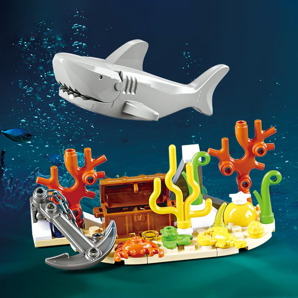 RiceBlock 782-Piece City Ship Building Blocks Set – Ocean Exploration Kit
