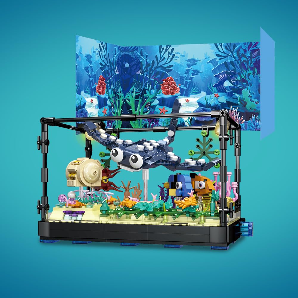 RiceBlock Ocean Aquarium Building Set – STEM Toy for Kids 8-12, 875–889 Pieces, Gift-Ready