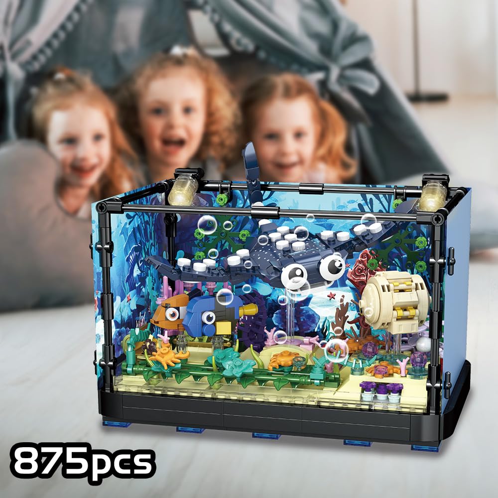 RiceBlock Ocean Aquarium Building Set – STEM Toy for Kids 8-12, 875–889 Pieces, Gift-Ready