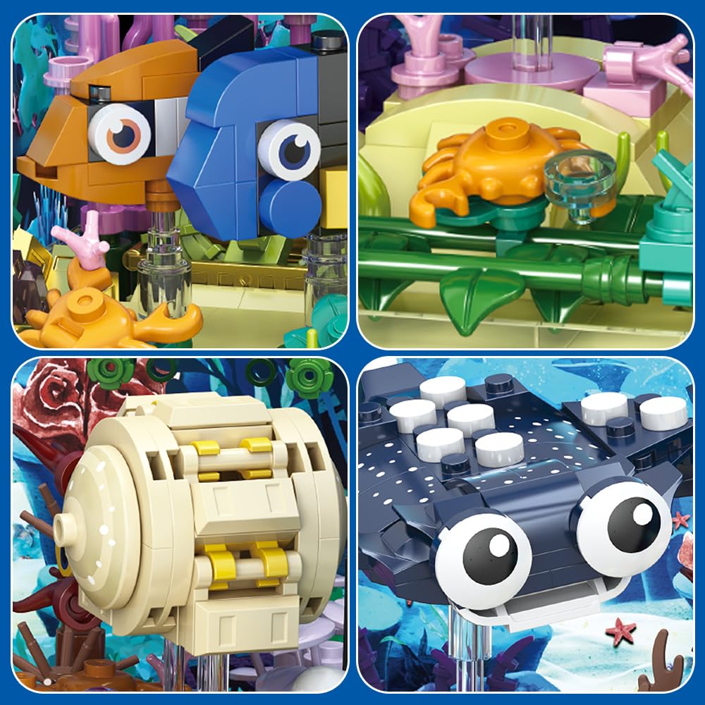 RiceBlock Ocean Aquarium Building Set – STEM Toy for Kids 8-12, 875–889 Pieces, Gift-Ready