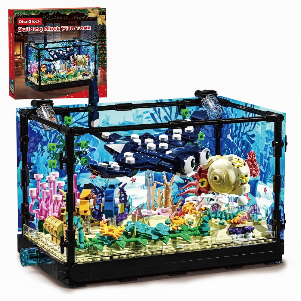 RiceBlock Ocean Aquarium Building Set – STEM Toy for Kids 8-12, 875–889 Pieces, Gift-Ready