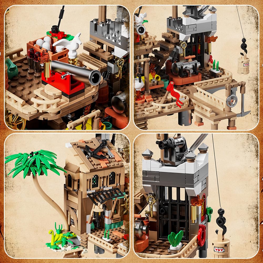 RiceBlock Pirate Town House Building Sets – 943 Pieces | Pirate Wharf Supply Center