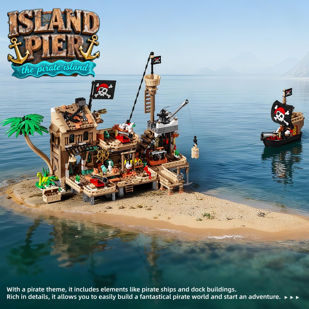 RiceBlock Pirate Town House Building Sets – 943 Pieces | Pirate Wharf Supply Center