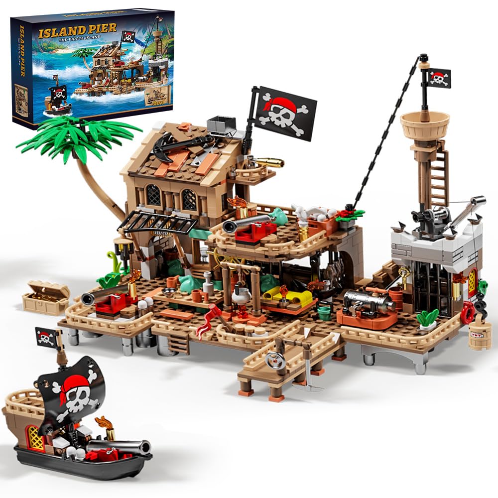 RiceBlock Pirate Town House Building Sets – 943 Pieces | Pirate Wharf Supply Center